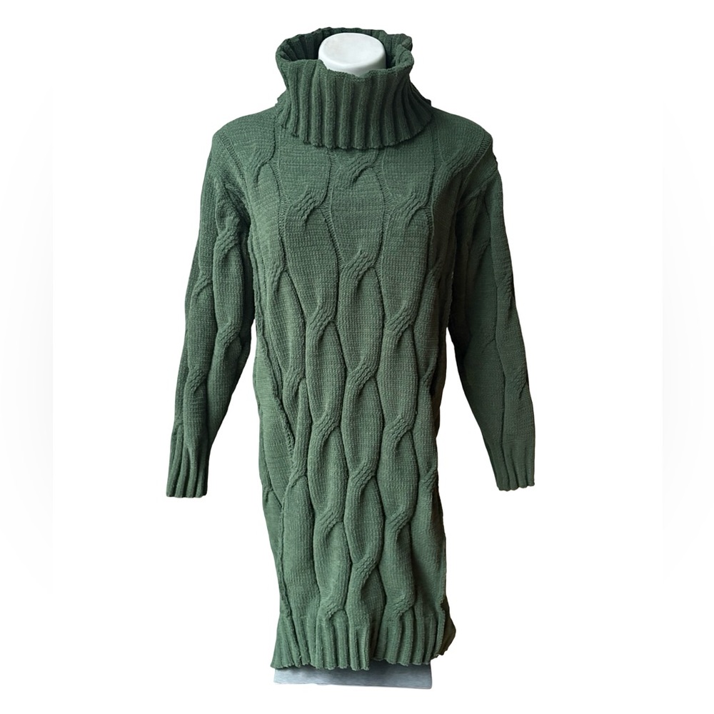 STITCHDROP Chenille Cable Knit Sweater Dress, Sz M - Picture 3 of 15